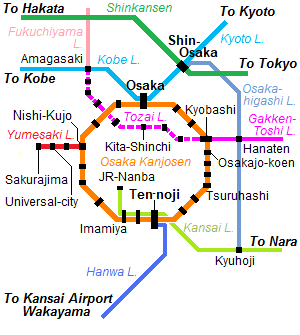 JR map of central Osaka