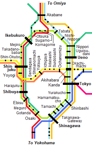 JR map of central Tokyo