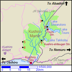 Map around Kushiro Marsh