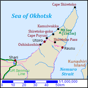 Map of Shiretoko Peninsula
