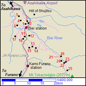 Map around Biei
