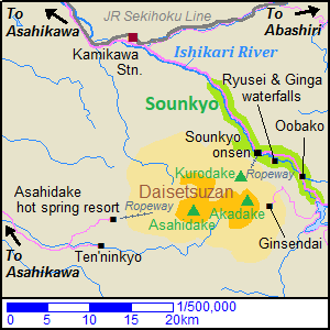 Map around Daisetsuzan