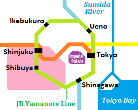 Map of Yamanote area of Tokyo