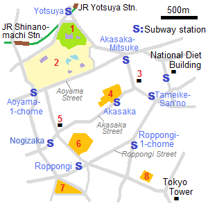 Map of Akasaka and Roppongi