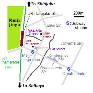 Map of Harajuku and Omotesando