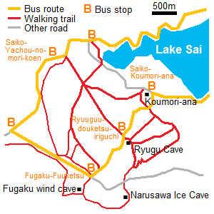 Map of Aokigahara area