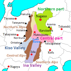Map of Nagano Prefcture