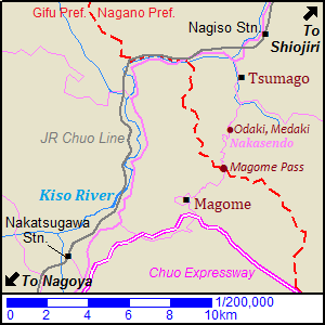 Map of Tsumago and Magome