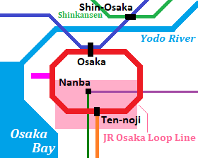 Map of Minami area in Osaka city