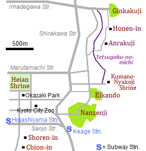 Map around Ginkakuji
