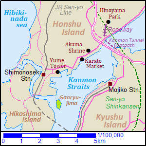 Map of Shimonoseki city
