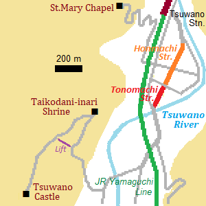 Map around Tsuwano