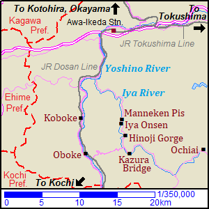 Map of Oboke, Koboke, Iya