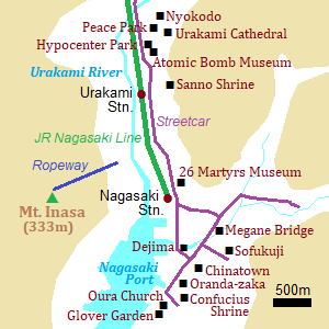 Map of Nagasaki city