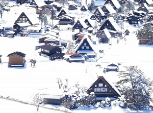 Snowy Shirakawago in winter