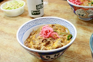 Donburi, a bowl dish of rice topped with any cooked food
