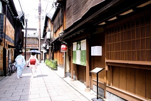 Wooden house street of Gion in Kyoto