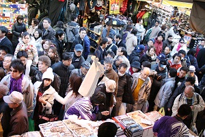 Crowded Ameyoko shopping street in Tokyo on Omisoka