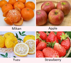 Mikan, Apple, Yuzu, Ichigo