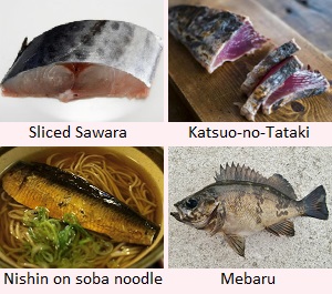 Sawara, Katsuo, Nishin, Mebaru