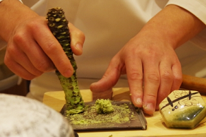 Chef is grating Wasabi