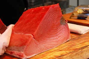 Chunk of tuna in fish market