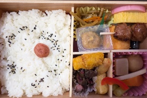 Umeboshi in Ekiben (Lunch box sold in raiway station)