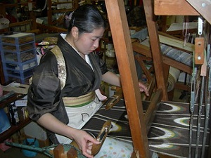 Weaving a cloth of silk