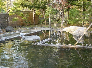 Outdoor bath in Sanko Onsen