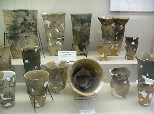 Displaying excavated articles in Sannai-Maruyama site