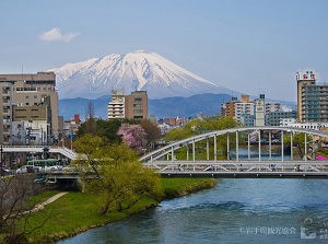 Mt.Iwate and Kitakami River in Morioka