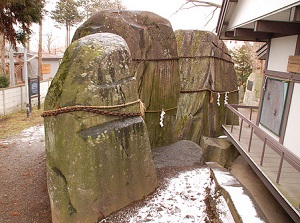 Rocks with Oni-no-Tegata in Mitsuishi shrine