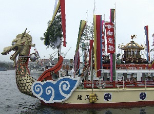 Shiogama Minato Festival, a ship carrying Mikoshi from Shiogama shrine