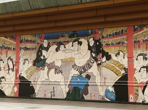 Ukiyoe Painting of Sumo in Edo Period