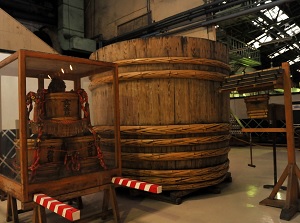 Old big barrel in Higeta shoyu factory