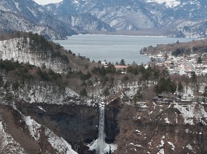 Kegon Falls and Lake Chuzenji in winter