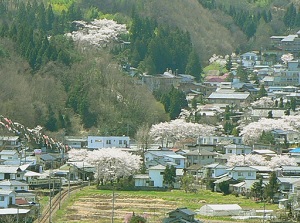 Bessho Onsen town in spring