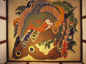 Ceiling painting by Hokusai in Ganshoin