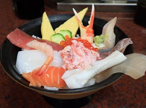 Kaisendon (Rice topped with various Sashimi) at Omicho Market