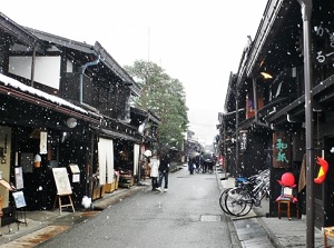 Old town of Takayama in winter