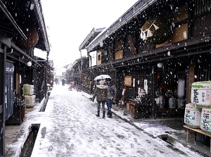 Old town of Takayama in winter
