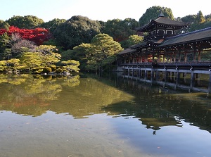 Garden of Heian Shrine in autumn