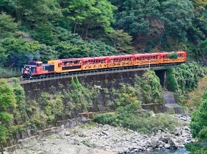 Sagano Romantic Train along Hozu gorge