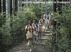 Ascetic training men in Kumano Kodo