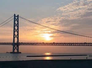 Sunset at Akashi-Kaikyo Bridge