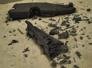 Model of sunken Yamato in the sea