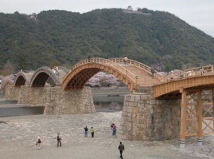 Kintai Bridge and Iwakuni Castle on the top of mountain