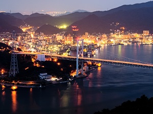 View of Kitakyushu city beyond Kanmon Straits