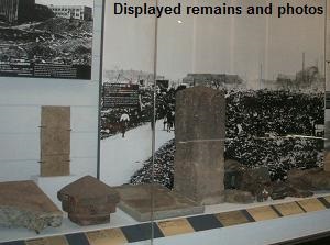 Displayed remains and photos in Nagasaki Atomic Bomb Museum
