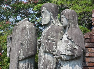Damaged statues by A-bomb in Urakami Cathedral